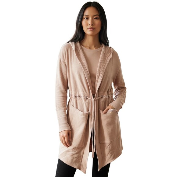 Free People Sweaters - Free People Studio City Cardigan Rose Oversized Size Small Hooded Tie Waist
